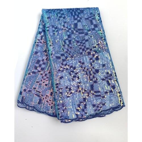 Top New Sequins Embroidered Shining Sewing Fabric Blingbling 6 Colors DIY Women Tulle Lace Material Africa Wedding Party Dresses