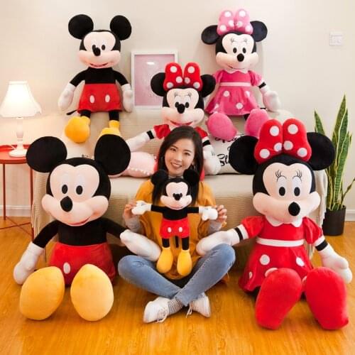New 20-75cm Stuffed Mickey&Minnie Mouse Plush Toy Soft Goofy Pluto Donald Duck Mickey Minnie Dolls Birthday Wedding Gift for Kid