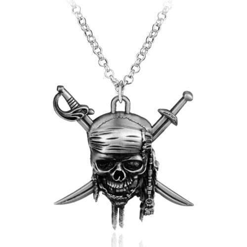 New Necklace Pirates of The Caribbean Captain Jack Skull Plating Jewelry Simple and Elegant Temperament Accessories High Quality
