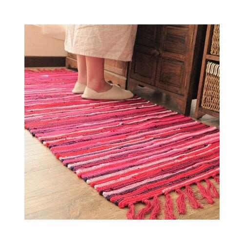 New Hand-woven Tassel Carpet Northern Europe Bedroom Carpet Cotton Linen Kitchen Mats Bathroom Doormat Absorbent Rug Area Rug