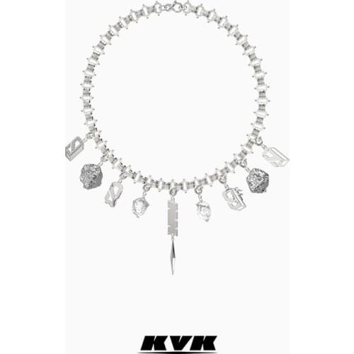 KVK youth has your series of luxury design sense chain female multi element trace raw Stone Pendant Necklace