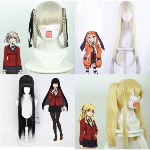 Kakegurui Yumeko Jabami Cosplay Wigs Black Straight Heat Resistant Synthetic Hair Perucas Cosplay Wig