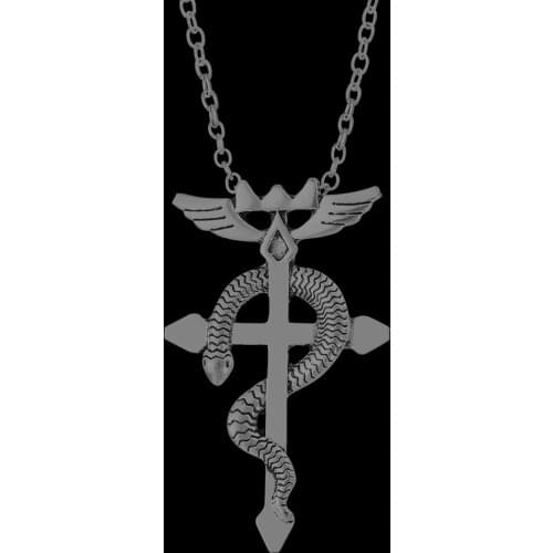 Punk Popular Anime Cartoon Cross Snake Logo Pendant Necklaces Men Metal Necklace Jewelry Gifts For Men