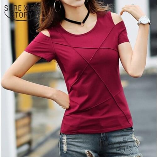 Casual Slim Tees Women T-shirt Female Clothes Cotton Summer Tops 2020 Short Sleeve Solid Women Tshirt OL Camiseta Mujer 8606 50