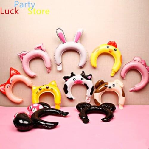 50pcs Animal Cosplay Hairband Balloon Rabbit Ear Panda Cartoon Model Hair Band Balloons for Boy Girl Kids Birthday Decoration