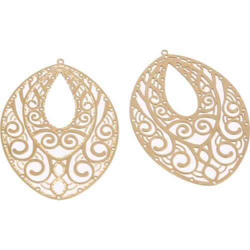 Gold tone stainless steel Hollow Out Charms Pendant DIY Jewelry Making 53mm