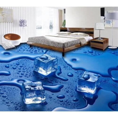 Custom Photo flooring Wallpaper Ice water Water droplets tiles PVC Wallpaper Self-adhesive Waterproof 3d flooring Beibehang