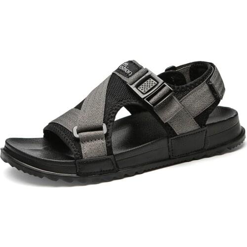 Sandals Men shoes 2020 Gladiator Mens Sandals Roman Men Shoes Summer Flip Flops Gray Black Flat Sandals Large Size 45 46