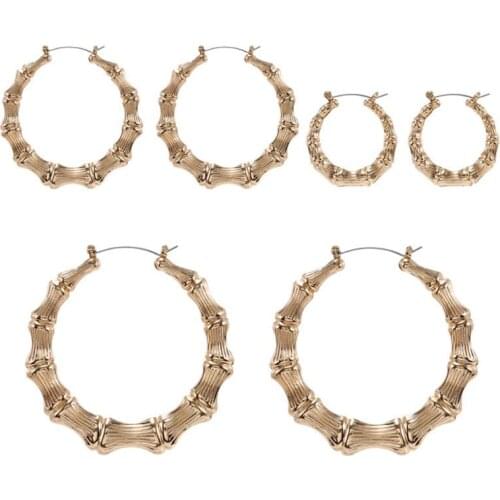 Sliver/Gold Color Big Bamboo Circle Hoop Earrings For Women Hip Hop Large Celebrity Wives Earrings Hoops AXYD