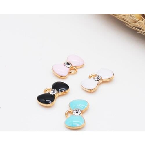 10pcs/lot 9*15mm Enamel Charm Bow Knot Bowtie Drop Oil Alloy Jewelry Making Pendant DIY Fit Bracelet Necklace Accessories