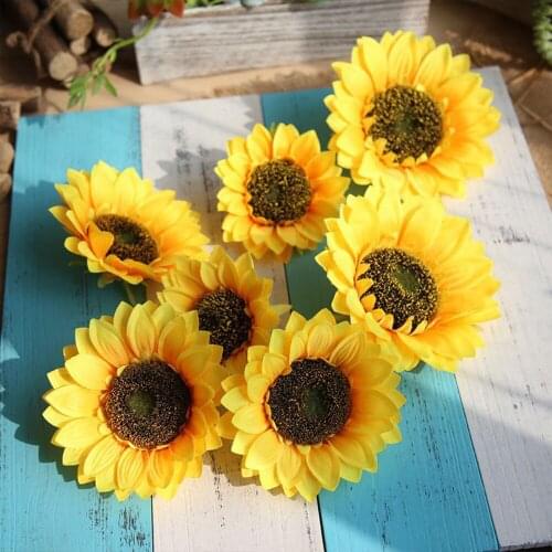 Various Sizes Silk Sunflower Artificial Flowers Head for Wedding Box Party Home Decoration Iy Wreath Scrapbooking Fake Accessori