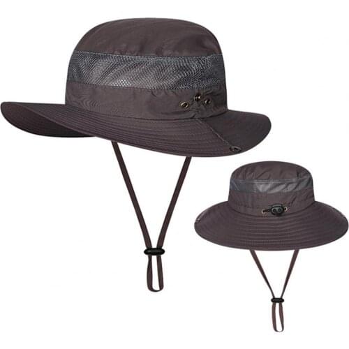 Unisex Fisherman Hat Wide Brim Sun Protection Quick-Dry Lightweight Breathable Net Fishing Hat Beach Bucket Hat Summer 2021