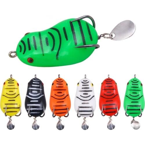 Silicone Thunder Frog Lure 6cm/12g Modified Sequins with Barbed Double Hooks Bionic Fake Bait