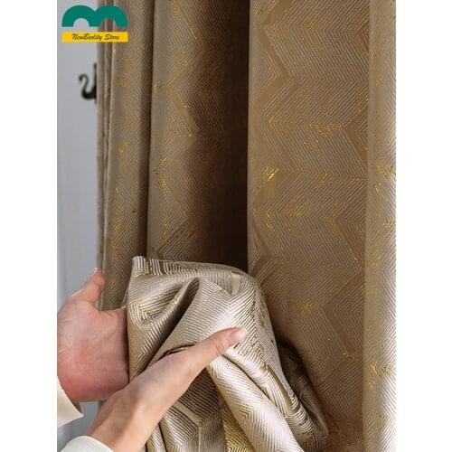 2021 New Curtain for Living Room Bedroom Nordic Simple Modern High-end Villa Door Light Luxury American Bay Window Gold Jacquard