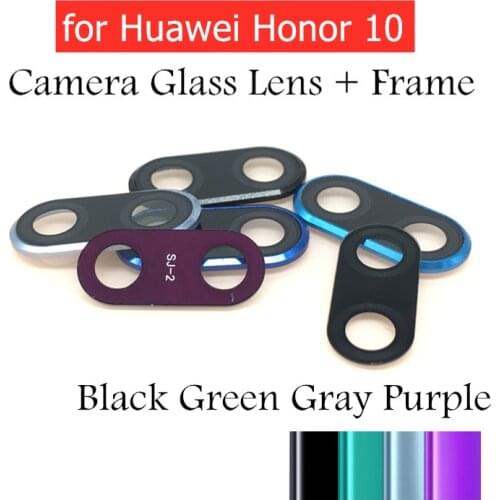 For Huawei Honor 10 Back Rear Camera Glass Lens with Frame Holder with 3M Glue for Honor 10 Replacement Repair Spare Parts