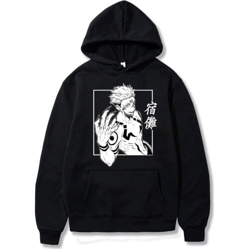 Japanese Anime Jujutsu Kaisen Printed Hoodies Streetwear Men Harajuku Cartoon Long Sleeves Oversized Male Hoodies