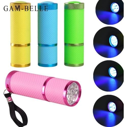 GAM-BELLE Mini UV Led Light UV LED Lamp Nail Dryer for Gel Nails 9 LED Flashlight Portability UV Light Nail Dryer Machine Tools