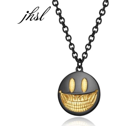 Unisex Hiphop Rock Laugh Face Women Men Novelty Pendants Necklace Stainless Steel Fashion Jewelry Halloween Gift