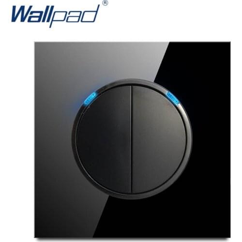 Wallpad 2019 New Arrival 2 Gang 2 Way Random Click Push Button Wall Light Switch With LED Indicator Crystal Glass Panel 16A