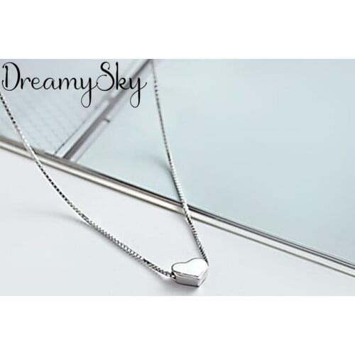 DreamySky Bohemia Silver Color Necklaces Pendants For Women Ladies Long Statement Heart Necklaces Wedding Jewelry