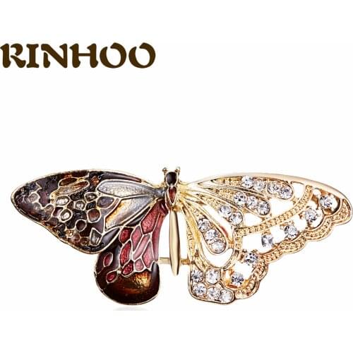Vintage Crystal Rhinestones Butterfly Brooches For Women Elegant Insect Brooch Pin Coat Accessories Fashion Jewelry Dropshipping