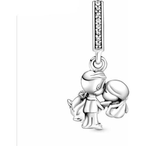 2020 New 925 Sterling Silver Charm New Wedding Couple Pendant Fit Pandora Women Bracelet & Necklace Diy Jewelry