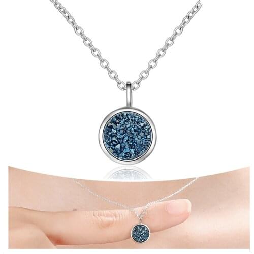 Planet Necklace Women Blue Crystal Pendant Azure Dream Starry Sky Short Clavicle Chain Necklace Silver Plated Girls Choker