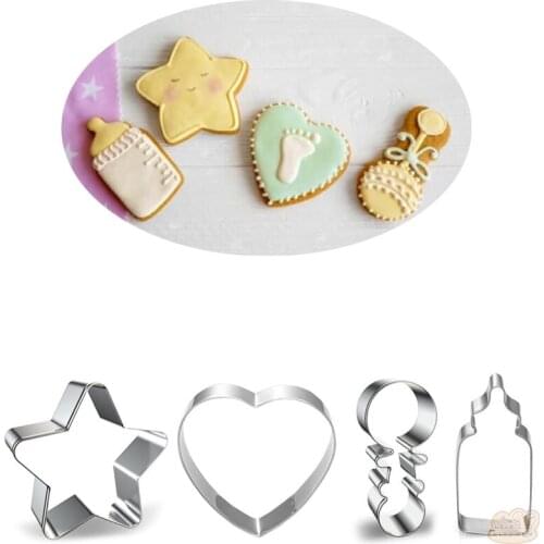 1pcs Star Heart Rattle Stainless Steel Cookie Cutter Biscuit Mold Fondant Cake Cupcake Decor Tool Kitchen Baking Pastry Shop