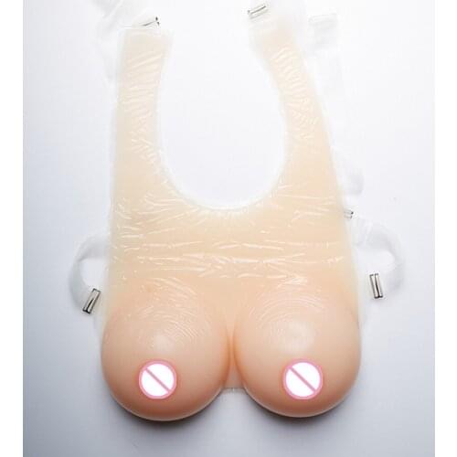 1000g/pair D Cup Silicone Breast Form Fake Breast Transvestism Rhinestone Bra Breast Cover