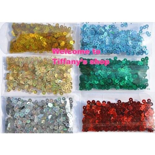 12000pcs/lot 4mm 6color/set grain printing flat round sequins paillette sewing accessories special sequins for crafts clothing