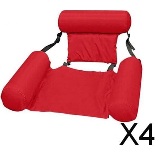 4xInflatable Floating Water Hammock Float Pool Lounge Bed Red