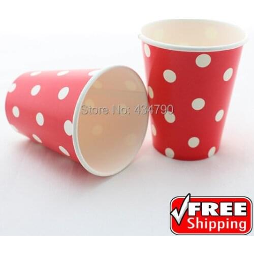 60pcs 9OZ Red Paper Cups UK White Polka Dot Drinking Milk Tea,Colorful New Year Christmas Party Tableware-Choose Your Colors