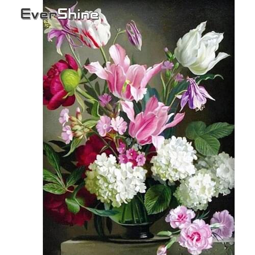EverShine Full Drill Square Diamond Painting Flower Diamond Embroidery Rose Cross Stitch Rhinestones Mosaic 5D DIY Wall Decor