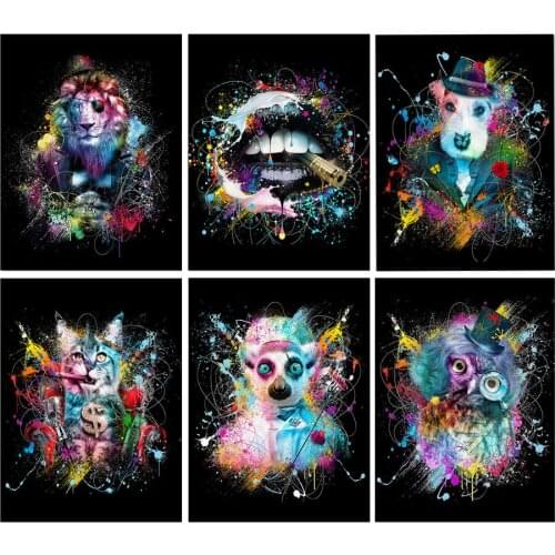 Animal cat owl lion diamond painting full diamond mosaic cross stitch wall picture home decor modern graffiti art abstract