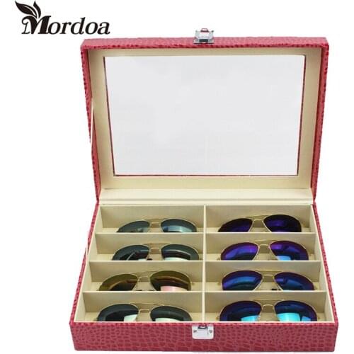 Mordoa Free Shipping 8 Sunglass Jewelry Display Storage Organizer Container PU Leather Storage Box for Travel or Birthday Gifts