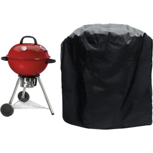 BBQ Cover Outdoor Dust Waterproof Weber Heavy Duty Grill Cover Rain Outdoor Barbecue Cover Round Bbq Grill Black