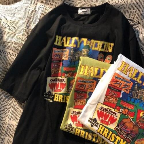 High Quality American Casual Style Vintage Comics Streetwear T Shirts Women Basic Cotton Tshirts 2021 Summer Female Graphic Tee