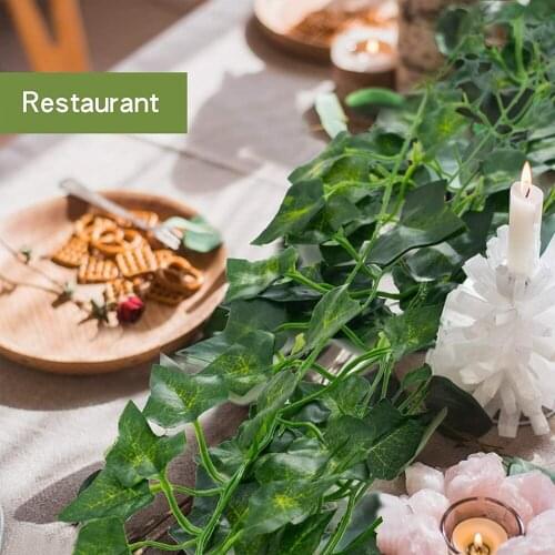 80 Leaf 12 piece 2.1M Home Decor Artificial Ivy Leaf Garland Plants Vine Fake Foliage Flowers Creeper Green Ivy Wreath