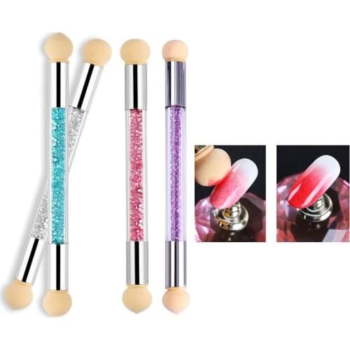 Nail Art Brush Dotting Brush Sponge Head Rhinestone Handle Nail Art Painting Tool Double-ended Gradient Shading Pen