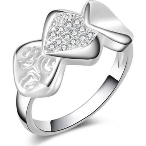 925 Silver colorRings Crystal Compatible With European Fit Original Wedding Brand Ring Jewelry Christmas Gift #161