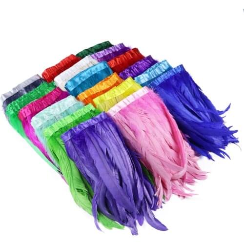 1 Meter Rooster Tail Trim 10-12inch Chicken Feahter Ribbon Wedding Party Decoration Dress Sewing Accessory Crafts Feathers