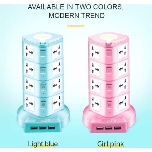 Multifunctional Charing Socket With Overload Protector Night Lamp USB Port Tower Power Strip Socket For Office Bedside Table Use