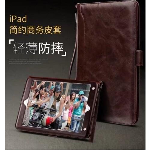 1Fashion Business 3 folded Flip book PU transparent PC back stand holder case smart cover For iPad 6/Air2 9.7"