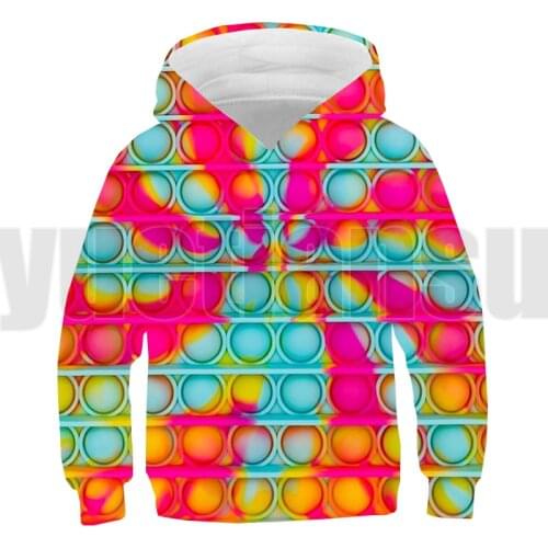 Fashion 3D Printed Anime Rainbow POP It Hoodie Men Oversize Sweatshirt Family Games Pullover Kids Clothes Pop Fidget Streetwear