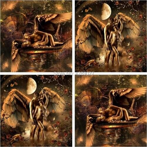 Angel Intimate Lovers 5D DIY Diamond Painting Cross Stitch Kits Home Decor 5D Diamond Mosaic Pattern Full Square Round Drill