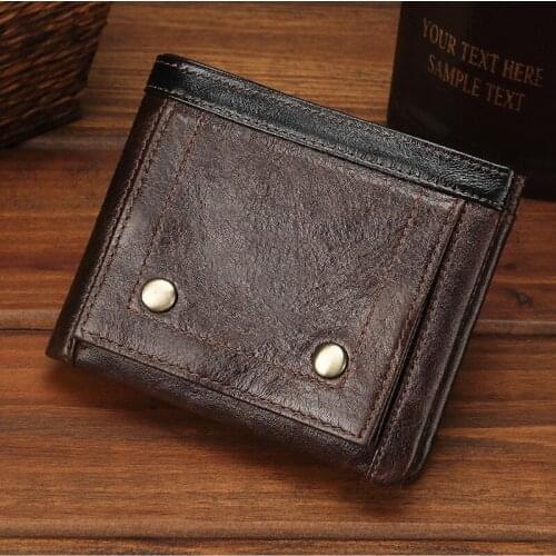 2021 New 100% Genuine Leather Men Wallet With Coin Pocket High Quality Male Walet Removable Card Holder Business Retro Purse 45