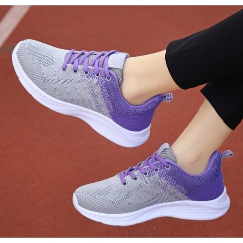 New Autumn Sneakers Women Casual Breathable Sport Shoes Lace Up Loafers Ladies Gray Sneakers Outdoor Walking Running Shoes