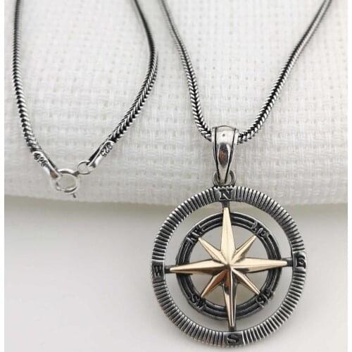 925 sterling Silver Compass Necklace