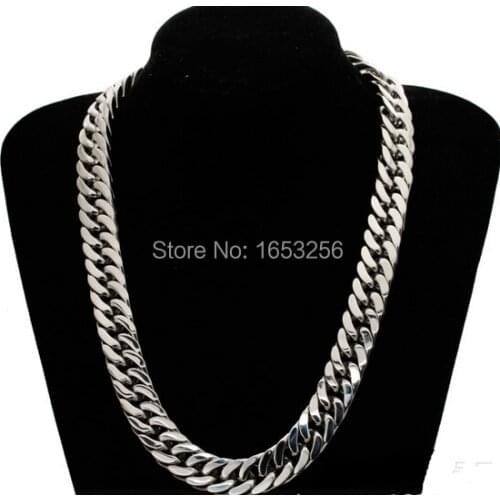 32 inch 15mm wide Mens Large Big Stainless Steel Heavy Chunky Curb Link Necklace Chain Hot selling style
