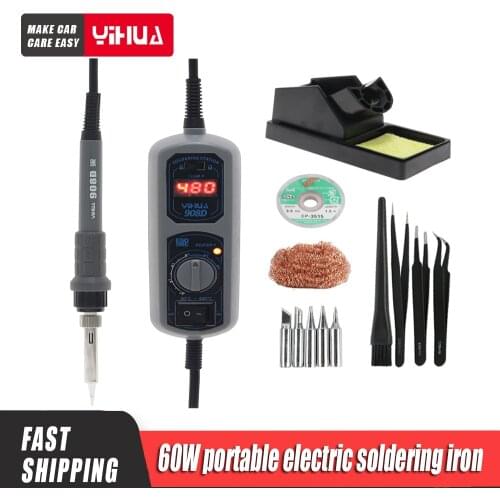YIHUA 908D 220V/110V soldering station mini portable adjustable soldering iron soldering tool welding repair EU plug
